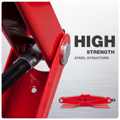 BIG RED T10152 Torin Steel Scissor Lift Jack Car Kit, 1.5 Ton (3,000 lb) Capacity, Red