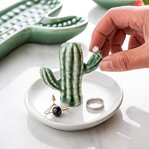 PUDDING CABIN Cactus Ring Holder Dish, Decorative Cactus Decor, Birthday & Christmas Gifts for Women & Girls