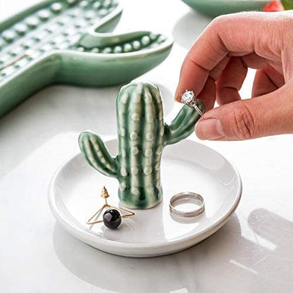 PUDDING CABIN Cactus Ring Holder Dish, Decorative Cactus Decor, Birthday & Christmas Gifts for Women & Girls