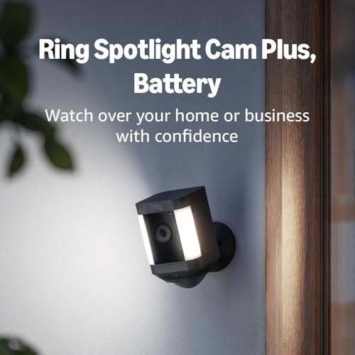 Ring Spotlight Cam Plus, Battery | Home or business security with HD video, Two-Way Talk, Color Night Vision, and Security Siren (2022 release) - Black
