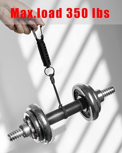 REHTAEL Keychain Paracord Carabiner Men/Women, Military Braided Heavy Duty Key Chain w/Belt Clip D-Ring for Car Keys, Keychain Strap for Backpack Camping Hiking, 4Pcs (4*Black)