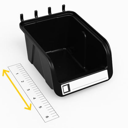 WallPeg Pegboard Bins - 6 Each 7" & 6 Each 5" ORGANIZING Bins - Hooks to Peg Board Panel Organize Hardware Arrange Accessories Workbench Tool Organizer Garage Storage -Made in USA-