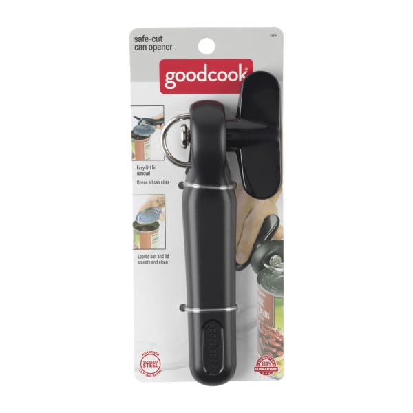 Good Cook Can Opener, Safe Cut Manual Can Opener, no Sharp Can Edges, Black
