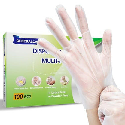 GENERALCARE Ultra Strong Disposable TPE Cooking Gloves, Ideal for Cleaning and Food Prep.Latex & Powder Free Food safe 100 Pieces(M)