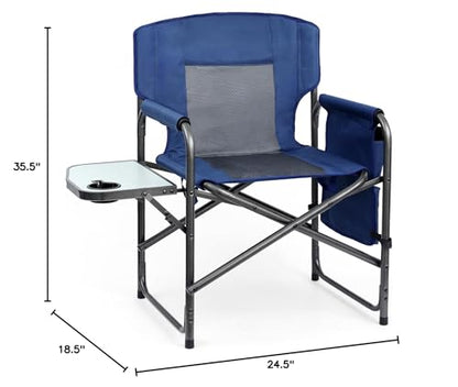 Yestomo Directors Chair, Camping Chairs for Adults, Heavy Duty Side Table, Lawn Chairs with Side Pockets Carry Straps