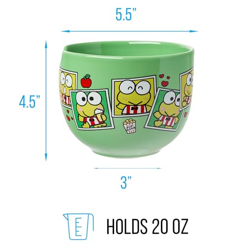 Silver Buffalo Sanrio Hello Kitty and Friends Keroppi Polaroids Ceramic Ramen Noodle Rice Bowl with Chopsticks, Microwave Safe, 20 Ounces