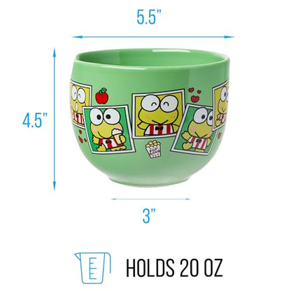 Silver Buffalo Sanrio Hello Kitty and Friends Keroppi Polaroids Ceramic Ramen Noodle Rice Bowl with Chopsticks, Microwave Safe, 20 Ounces