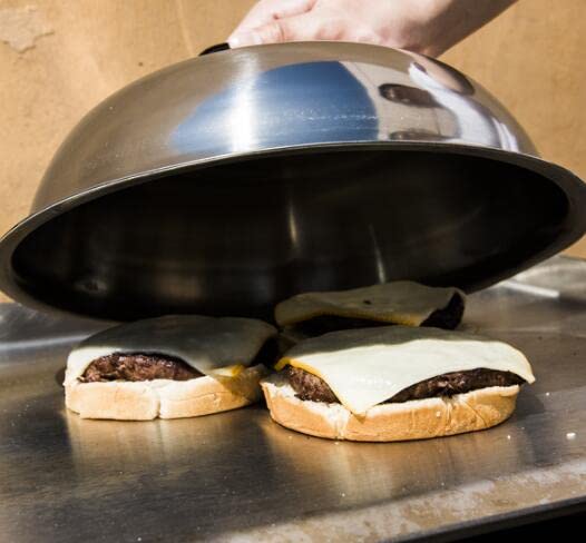 12 Inch Heavy Duty Cheese Melting Dome Wok Lids - Stainless Steel Griddle Grill Accessories - Durable Round Basting, Steaming Cover - Heat Resistant Handle for Flat Top Griddle Grill- 2 Domes