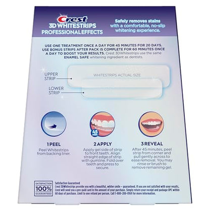 Crest 3D Whitestrips Professional Effects – Teeth Whitening Kit, 22 Treatments (20 + 2 Bonus), Each with 1 Upper/1Lower, 44 Strips – Crest 3DWhite Teeth Whitening Strips