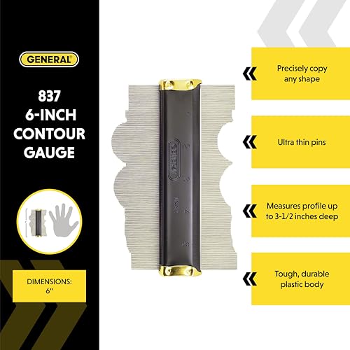 General Tools Contour Gauge 837 - 6" Angle Finder Tool for Home Improvement - Gadgets for Men