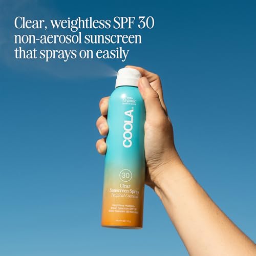 COOLA Organic Sunscreen SPF 30 Sunblock Spray, Dermatologist Tested Skin Care for Daily Protection, Vegan and Gluten Free, Tropical Coconut, 6 Fl Oz