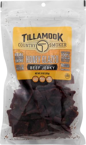 Tillamook Country Smoker Real Hardwood Smoked Beef Jerky, Honey Glazed, 10 Ounce
