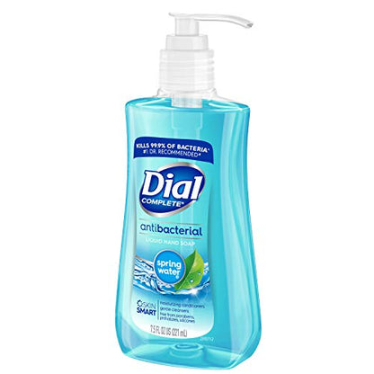 Dial Antibacterial Liquid Hand Soap Spring Water 7.5oz, Blue, 12 Count