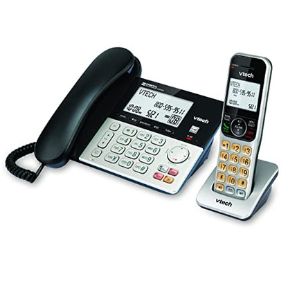 VTech VG208 DECT 6.0 Corded/Cordless Phone for Home with Answering Machine, Call Blocking, Caller ID, Large Backlit Display, Duplex Speakerphone, Intercom, Line-Power(Silver/Black)