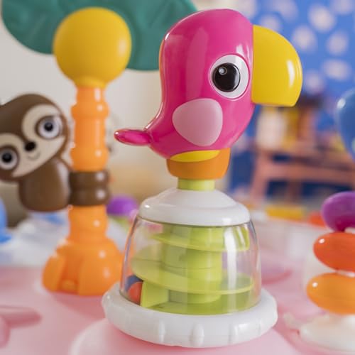 Bright Starts Around We Go 2-in-1 Baby Walker, Discovery Activity Center and Table, Tropic Coral, Ages 6 Months+