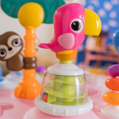 Bright Starts Around We Go 2-in-1 Baby Walker, Discovery Activity Center and Table, Tropic Coral, Ages 6 Months+