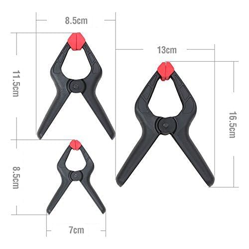 WORKPRO 16-Piece Nylon Spring Clamp Set-4pc 6-1/2", 6pc 4-1/2" , 6pc 3-3/8", for Woodworking, Photography Studios and DIY Works, Black