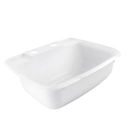 RecPro Rectangle RV Bathroom Sink | Single Bowl Lavatory Sink | Camper Basin | Plastic (White)