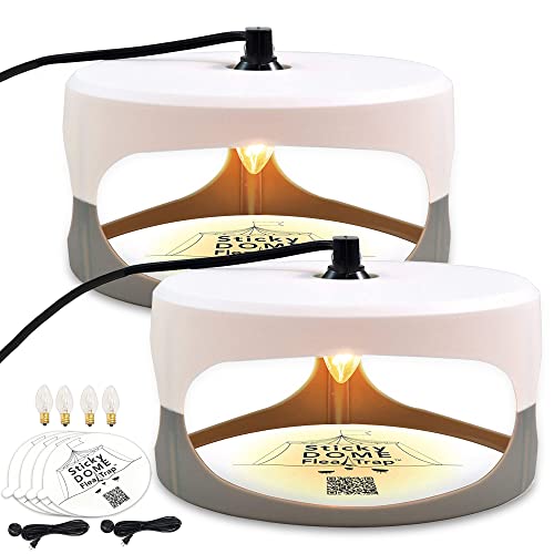 ASPECTEK Sticky Dome Flea Trap, Odorless Glue Trap with 2 Sticky Discs, Effective Bed Bug Killer and Flea and Tick Treatment, Indoor Insect Trap for Bugs, 2 Packs in White and Light Gray