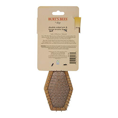 Burt's Bees for Pets Double Sided Pin & Hemp Bristle Dog Brush | Best All-Purpose Dog Brush to Reduce Shedding | for Long & Short Haired Large Dogs, Bamboo (Pack of 1)