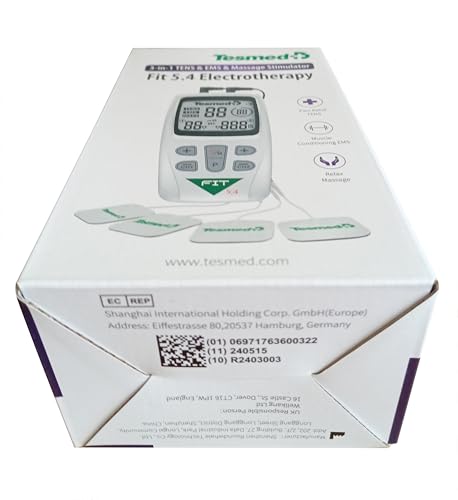 TESMED Fit 5.4: TENS Unit, EMS Muscle Stimulator & Muscle Massager (3-in-1), 22 Programs, 6 Customizable, Ideal for Pain Relief and Muscle Stimulation, 4 Electrodes