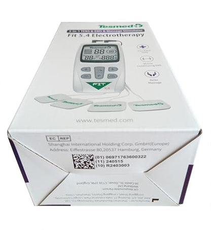 TESMED Fit 5.4: TENS Unit, EMS Muscle Stimulator & Muscle Massager (3-in-1), 22 Programs, 6 Customizable, Ideal for Pain Relief and Muscle Stimulation, 4 Electrodes
