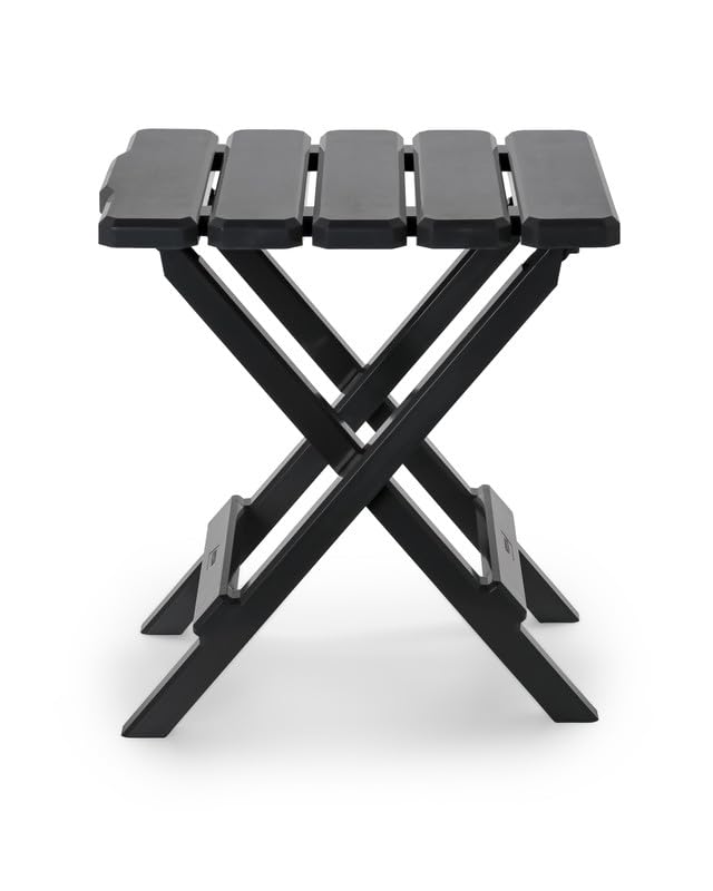 Camco 51881 Adirondack Portable Outdoor Folding Side Table, Perfect for The Beach, Camping, Picnics, Cookouts & More, Weatherproof & Rust Resistant - Charcoal