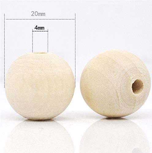 Round Wood Beads 20 mm Unfinished Spacer Beads Natural Craft Loose Beads for DIY Art Supplies Bracelet Hand-Made 100 Pack……