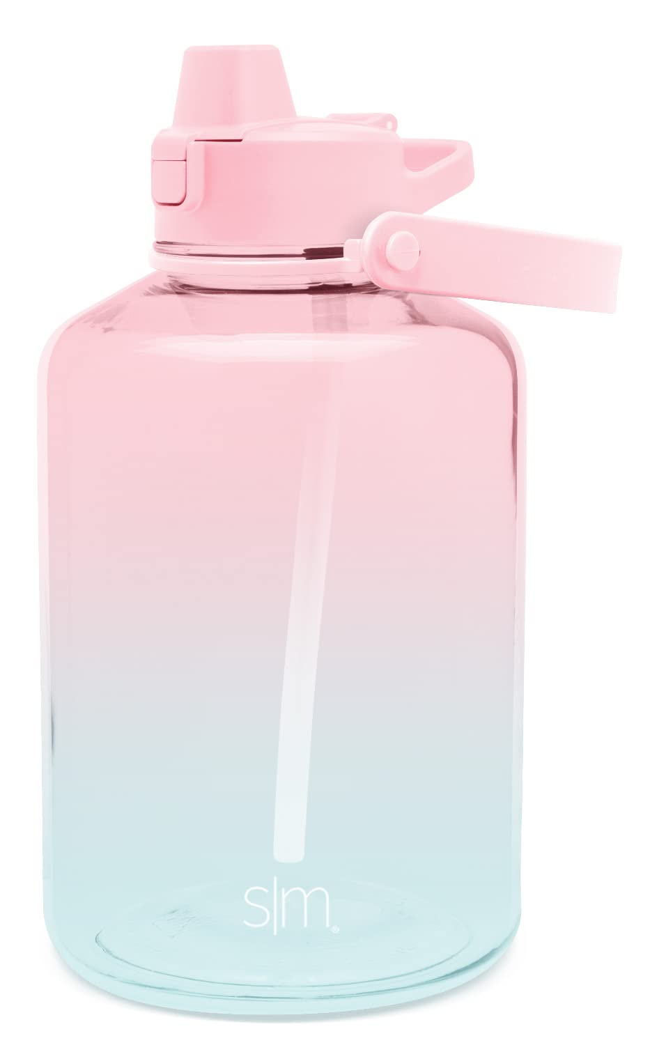 Simple Modern Half Gallon 64 oz Water Bottle with Push Button Silicone Straw Lid & Motivational Measurement Marker | Large Reusable Tritan Plastic Water Jug | Summit Collection | Sweet Taffy