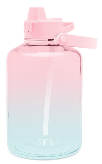 Simple Modern Half Gallon 64 oz Water Bottle with Push Button Silicone Straw Lid & Motivational Measurement Marker | Large Reusable Tritan Plastic Water Jug | Summit Collection | Sweet Taffy