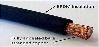 2 Gauge 2 AWG 10 Feet Red + 10 Feet Black Welding Battery Pure Copper Flexible Cable + 10pcs of 3/8" Tinned Copper Cable Lug Terminal Connectors + 3 Feet Black Heat Shrink Tubing
