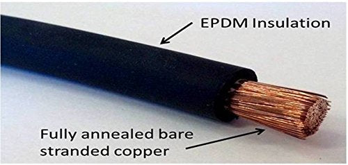 WindyNation 2 AWG 2 Gauge Single Black 18 inches w/3/8 Lugs Pure Copper PowerFlex Battery Inverter Cables for Solar, RV, Auto, Marine Car, Boat