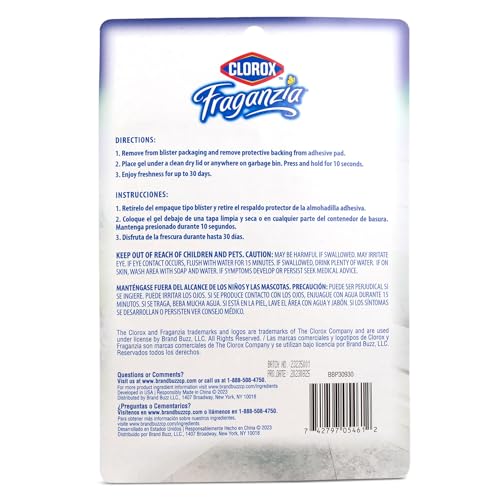 Clorox Fraganzia Adhesive Garbage Can Air Freshener Gel, Lavender with Eucalyptus Scent - No Plug, Stick On Trash Can Deodorizer and Odor Absorber, Gel Air Fresheners for Home and Kitchen, 6 Count