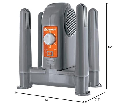 DryGuy Force Dry DX - Shoe, Boot, Garment & Gear Dryer - Convection Heating with Quiet Forced-Air Central Blower - 4 Drying Ports w/2 Extensions - Dries in 1-3 Hours - Heat/No Heat Switch & 3-Hr Timer