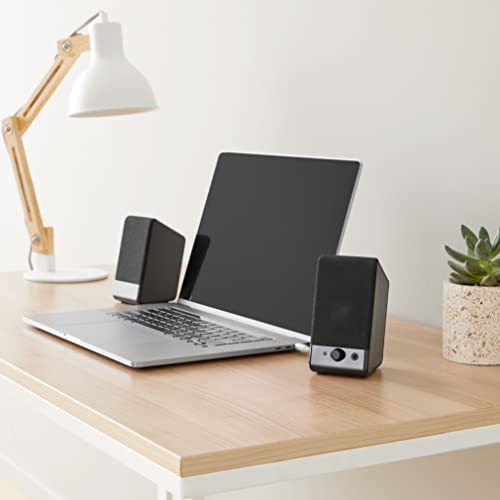Amazon Basics USB-Powered Computer Speakers for Desktop or Laptop PC with Volume Control, Plug-N-Play, Black