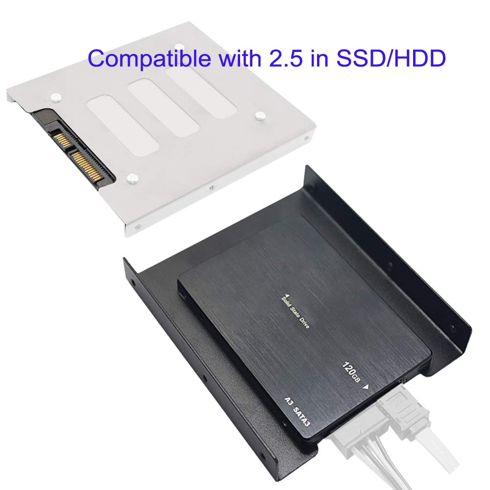 SSD HDD Holder 2.5 to 3.5 Mounting Bracket Hard Drive Adapter (2 Pack) (Black)