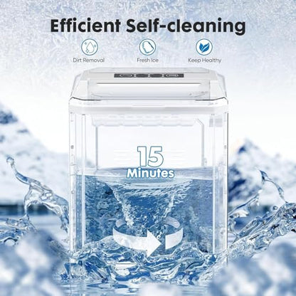 Sweetcrispy Countertop Ice Maker, Portable Ice Machine Self-Cleaning, 9 Cubes in 6 Mins, 26 lbs/24Hrs, 2 Sizes of Bullet Ice for Home Party Office,Elegant Black
