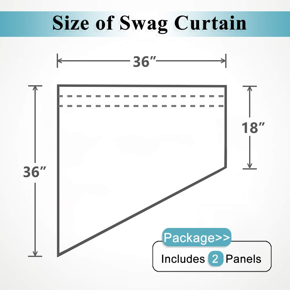 RYB HOME Short Kitchen Valances and Curtain Set, Privacy White Linen Swag Curtains, Semi Sheer Bathroom Tiers for Small Windows, 36 x 36 inch, 1 Pair