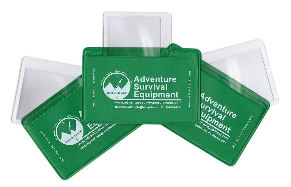 Best Glide ASE Credit Card Size Fresnel Lens Fire Starter and Magnifier Lenses (3 Pack - Green)
