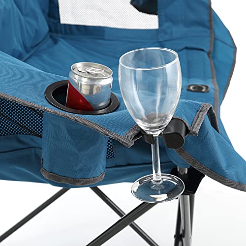 ARROWHEAD OUTDOOR Portable Folding Double Duo Camping Chair Loveseat w/ 2 Cup & Wine Glass Holder, Heavy-Duty Carrying Bag, Padded Seats & Armrests, Supports up to 500lbs, USA-Based Support