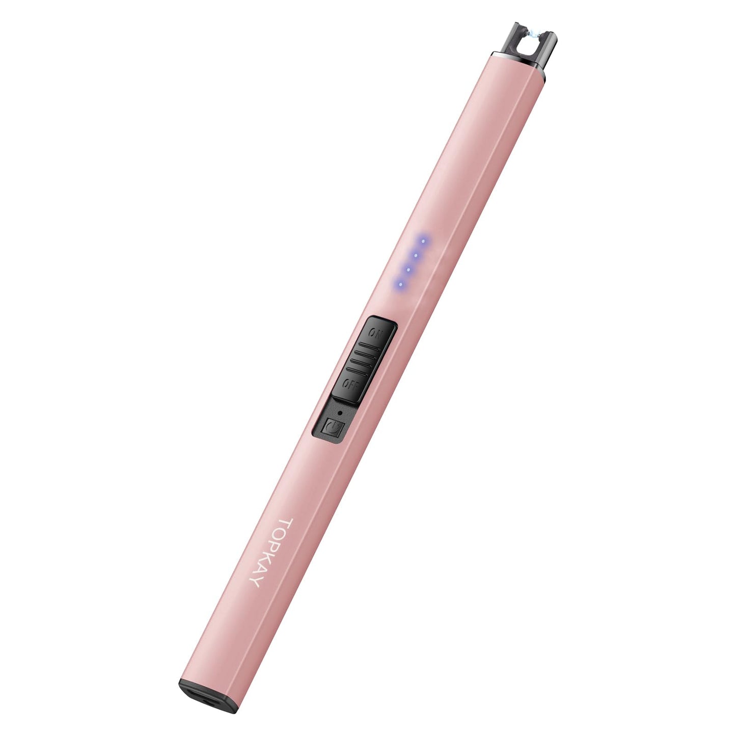 TOPKAY Electric Lighter Candle Lighter Windproof Flameless USB Rechargeable Plasma Arc Long Lighter for Grill Firework Kitchen Camping (Rose Gold)