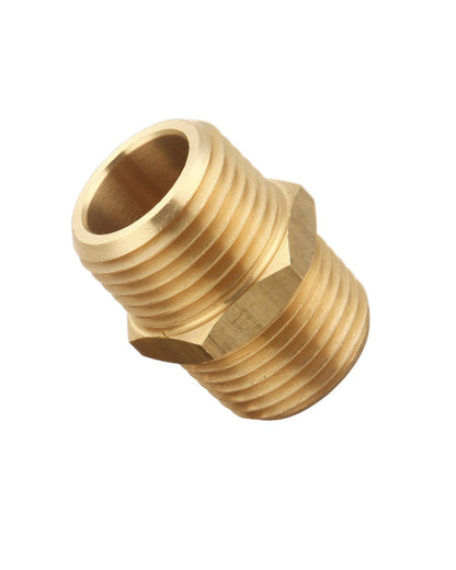 T TANYA HARDWARE 1/2 inch x 1/2 inch NPT Brass Hex Nipple Male Pipe Adapter, Thread 0.75" OD to 0.75" OD (2 Piece)