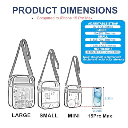 USPECLARE Clear Purse Stadium Transparent Messenger Bag Stadium Approved for Men and Women Clear CrossBody Bag