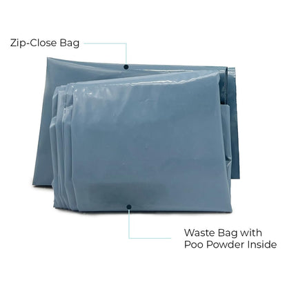 Cleanwaste Original WAG Bag Portable Toilet (12 Pack) - Go Anywhere Kit For Camping, Boating, Travel - NASA Gelling Powder for Poop/Pee