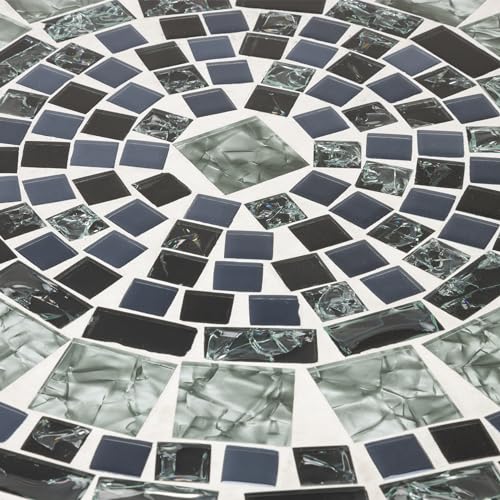 Alpine Corporation Indoor/Outdoor Marbled Glass Mosaic 3-Piece Bistro Set Folding Table and Chairs Patio Seating