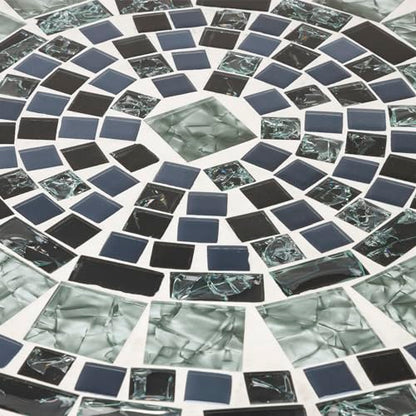 Alpine Corporation Indoor/Outdoor Marbled Glass Mosaic 3-Piece Bistro Set Folding Table and Chairs Patio Seating