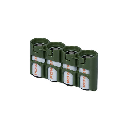 Storacell Slimline CR123 Battery Storage Caddy, Military Green, Holds 4 Batteries (Not Included)