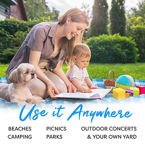 Scuddles Picnic Outdoor Blanket Park Blanket Beach Mat for Camping on Grass Oversized Seats 4 Adults Water Resistant Picnic Mat