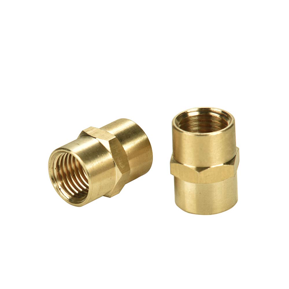 Sanpaint 2 Pack 1/4" x 1/4" NPT Coupler, Brass Female Pipe Fitting (I.D x I.D: 1/2'' x 1/2'')