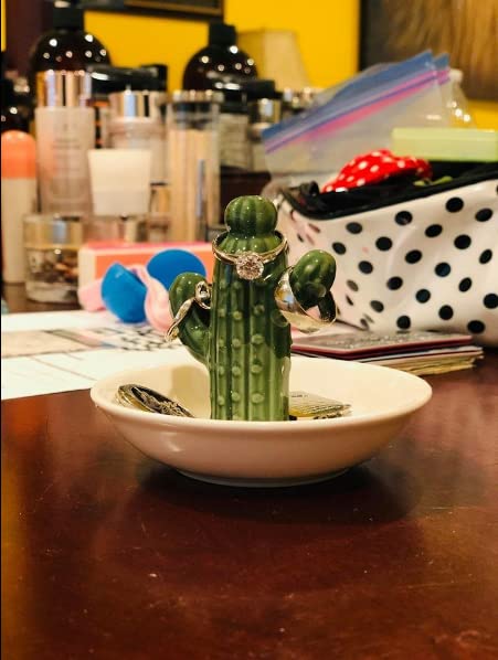 PUDDING CABIN Cactus Ring Holder Dish, Decorative Cactus Decor, Birthday & Christmas Gifts for Women & Girls